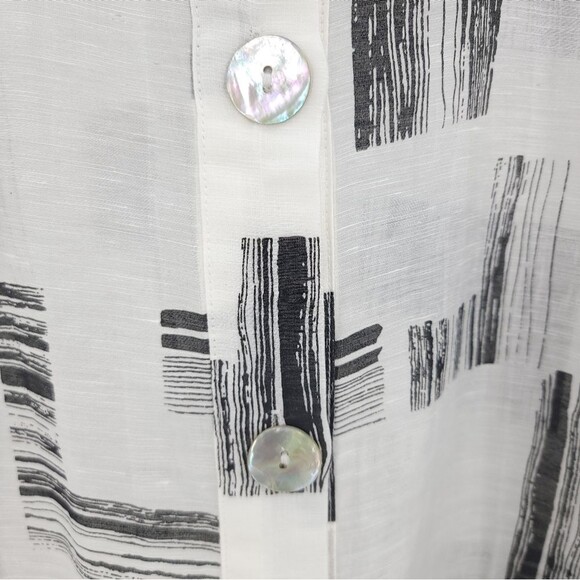 Terra SJ Apparel Lagenlook Button Up Top Tunic Pocket Abstract Print Art to Wear - Picture 5 of 13